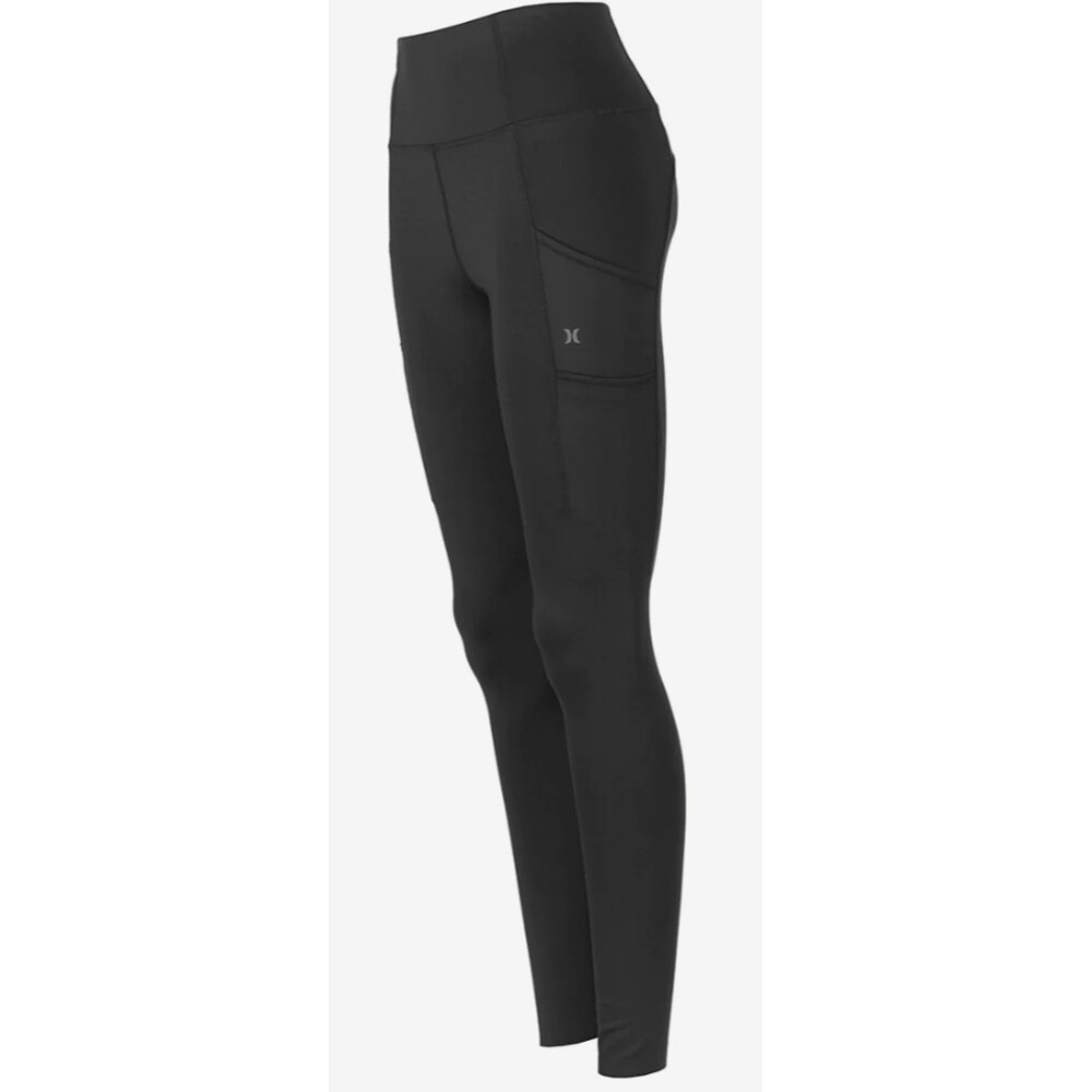 NWT Hurley Women's Raw Edge Quick Dry Legging, Size L, 4 Pockets, Black